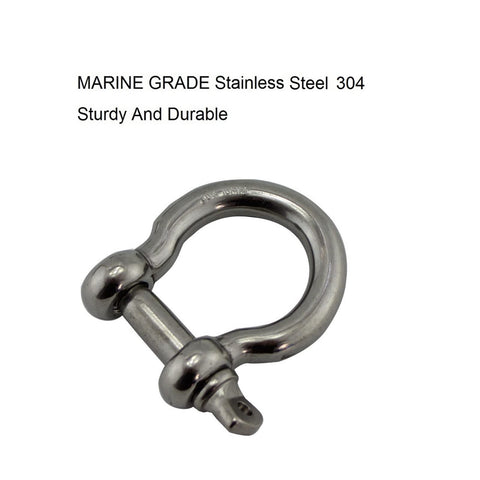 Heavy Duty D-Shackle Set Of 5 304 Stainless Steel Bow Shackles With Screw Pin Rigging Hardware 4mm, 5mm, 6mm, 8mm, 10mm For Towing