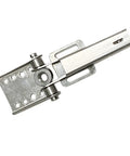 Close-up of Solar Powered Greenhouse Vent Opener Kit, stainless steel, rust-resistant, for wooden and aluminum greenhouses.