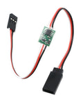 Steering gear slow servo reducer delay module with green PCB and red/black power wires, front view