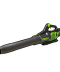 Heavy Hitter 80V Electric Leaf Blower With Brushless Motor, 730 CFM Airflow And 170 MPH Gust For Zero Fuss Yard Cleanup, Driveway And Patio Debris Blaster, Tool Only, black and green design, side view.