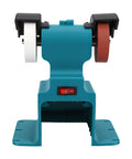 Cordless Mini Bench Grinding Machine With Dual Wheels For Metal Sharpening And Polishing Compatible With 1830B 1840B 1850B Battery Tools, teal design and dual grinding wheels.