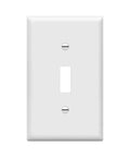 Toggle Light Switch Wall Plate 1-Gang Gloss Finish White, Heavy Duty Unbreakable Polycarbonate Thermoplastic, front view