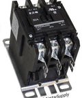 50 Amp 3 Pole Definite Purpose Contactor with 208-240V AC Coil, base mounted, showing double quick connect terminals on line and load.