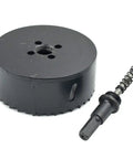 Pro Grade Heavy Duty Bi Metal Hole Saw Drill Sharp Cutter 3.5 Inch tool with screw and shank for wood and plastic.