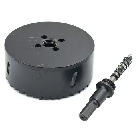 Pro Grade Heavy Duty Bi Metal Hole Saw Drill Sharp Cutter 3.5 Inch tool with screw and shank for wood and plastic.