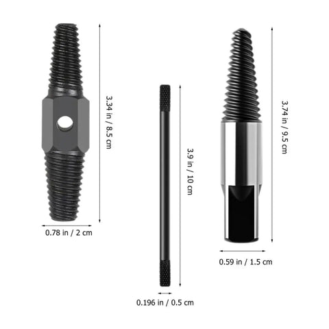 Super Tough Dual-Head Screw Extractor Kit For Stripped Bolts And Water Pipe Fixes. Easy-To-Use Bolt Remover Tool That Slams In Fast To Save Your Back And Time On Any Heavy Industry Or Home DIY Job Without Needing A Pro Plumber., steel screw extractor kit with dual heads, 3.74 in and 3.34 in