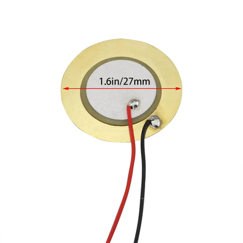 Top view of 12 Pack 27mm Piezo Disc Element Sensor With Wire Piezoelectric Pickup Sensor Contact Microphone Trigger Transducer