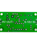 Back view of High Voltage DC-DC Boost Power Supply Module For Old School Nixie Tubes And Vacuum Tube Displays, green circuit board