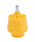 Prograde PVC Pipe Threader Kit with Electric Drill Adapter and Three Interchangeable Dies, yellow drill adapter close-up.