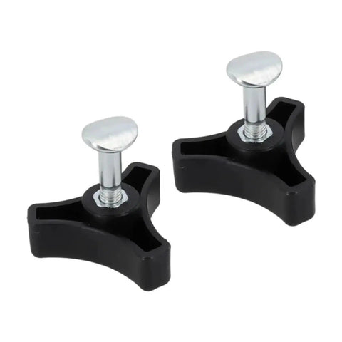 Sweaty Grip Upgrade! Tough Plastic Lawn Mower Handle Screw Nut Kit With Triple-Cornered Knob Non-Slip Replacement Part Built Like A Tank For Heavy Duty Mowing Jobs And Easy Tool-Free Tightening Sessions Today., black plastic lawn mower handle nut kit with metal screws, 2-piece