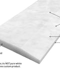 Carrara White Marble Threshold Tile With High Bevel For Hollywood Doorway Dope Look 4x36 Inch Polished Saddle Floor Transition Tile Grey Vein Marble Finish Premium Home Upgrade displaying polished surface, unpolished edge, and natural grey veins