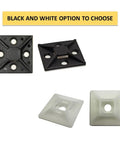 Adhesive Zip Tie Mounts Half Inch Square Black 100 Pack for quick cable management nylon anchor pads UV resistant