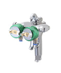 Heavy Duty Double Headed Pneumatic Air Spray Gun With Dual Nozzle Paint Sprayer features green dual nozzles for precise spray.
