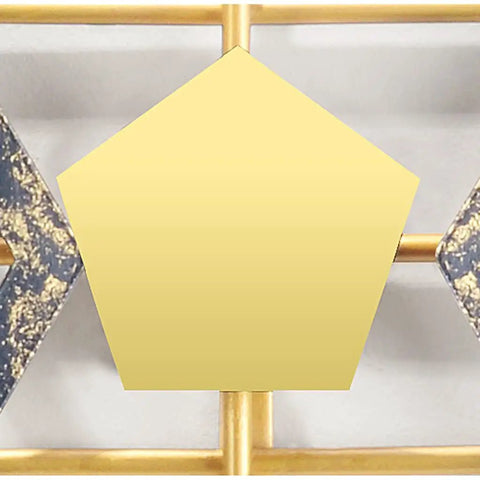 Close-up of Heavy Duty Five Hook Wall Mount Coat Rack Sleek Steel Storage Bar, golden pentagon accent on the hanger.