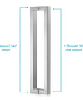 Heavy Duty Commercial Grade 1200mm 48 Inch Stainless Steel 304 Push Pull Door Handle With 1.2mm Thick Wall Square Rectangle Design Mirror Polished Chrome Finish Standoffs And Hex Set Screws For Built To Last Rock Solid Door Hardware, 1200mm length
