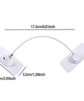 Four Pack Child Safety Locks For Cabinets And Refrigerator Doors Stainless Steel Cable Locks showing dimensions and design.