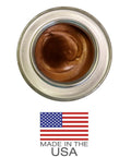 Liquid-O-Ring HT-1800 copper anti-seize lubricant, top view in 8oz brush-top can, brown paste, USA-made