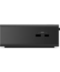 Plug And Play Thunderbolt 5 Docking Station Boasting 180W Output For Smooth Triple 8K Displays And Snappy Data Transfers For High Performance Workstation Setups Black side view showing ports.