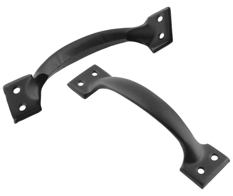 Black Barn Door Handles 20 Pack 5.4 Inch Vintage Gate Cabinet Pulls For Kitchen Cupboard Furniture Drawer Hardware Durable Metal Construction With 80 Screws Included Super Easy Install showing two handles