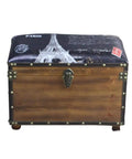 Rock Solid Lowkey Stunning Retro Wooden Storage Ottoman With Super Comfy Upholstered Seat Industrial Footstool For Entryway Bedroom Decor And Shoe Changing Bench with Paris theme.