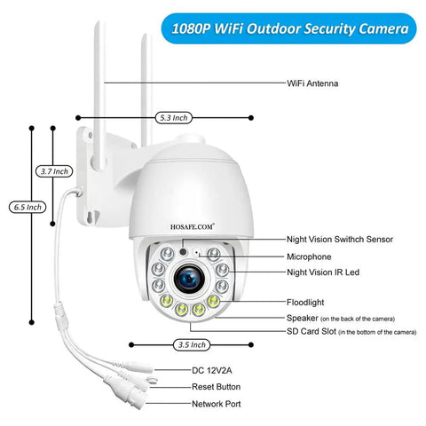 Outdoor WiFi Security Camera System With Around The Clock Recording, Spotlight Color Night Vision, showing components