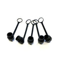 Five Piece M12 Connector Dust Covers For Female Sockets Protective Caps Black Plastic Bolt Caps And Screw Caps Kit For Panel Mount Sockets