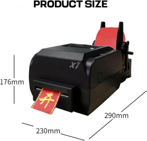 Personalized Digital Ribbon Printer For Crafters Print Custom Fabric Labels With Ease Supports Over Fifty Languages And Foil Stamping, showing product dimensions.