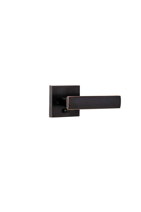 Utica Interior Door Lever Set, Privacy Function, 6 Pack, Easy Install, DIY Friendly Levers shown in matte black finish.