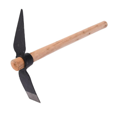 Heavy Duty Garden Pick Axe for Digging and Weeding One Piece Forged Steel Head with Wooden Handle