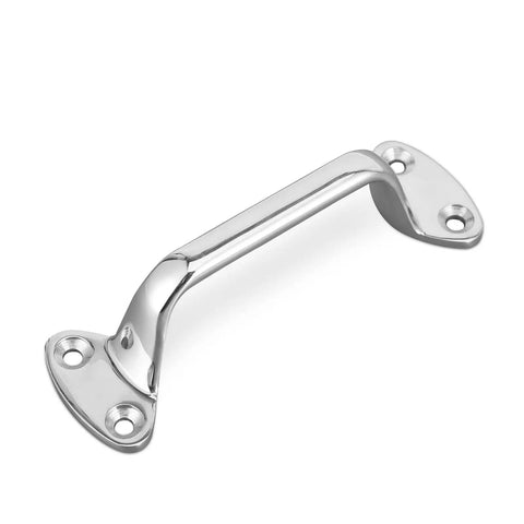 Rock Solid 6Inch Stainless Steel Bath Grab Bar Shower Safety Handles Heavy Duty Non Slip Handrails For Seniors Accessible Bathrooms Yacht Boat And Stairway Installation Durable Stainless Steel 2PCS side view of a polished stainless steel grab bar with mounting holes