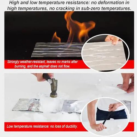 Brick Tough Self Adhesive Roof Repair Tape, Waterproof Asphalt Shingle And Bitumen Sealant Roll, UV Shield Aluminum Foil Underlayment For Quick Patchups And Smooth Seals, 50X1000Cm No Nonsense Choice in fire and cold resistance tests.