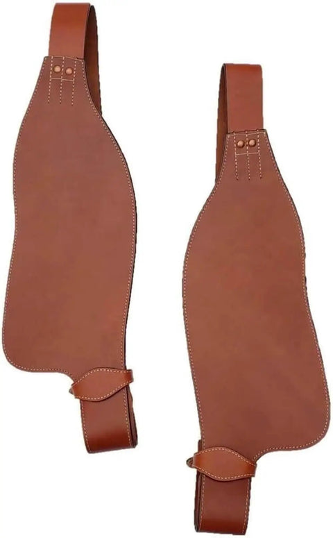 Leather Replacement Saddle Fender Set For Western Saddles, Ride Ready Plain Fenders With Belvin Buckles, durable leather, side view