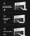 Digital display panel on 20 Bar Espresso Machine With Milk Frother Wand And 1.5L Removable Water Tank for setting preferences.