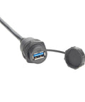 Rugged IP67 USB 3.0 A Male To Female Bulkhead Panel Mount Extension Cable 0.3M Waterproof Cap 5Gbps Data Transfer For Control Cabinets