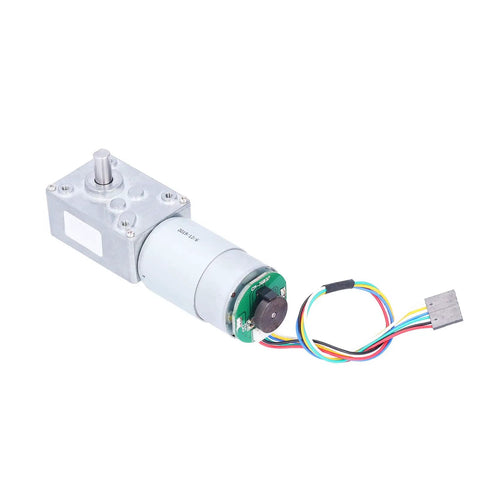 Gear Motor With Self Locking Function And Incremental Magnetic Encoder Two Or Three Channel, 40RPM, DC12V High Torque Industrial Drive For Automation And Motion Control, A Real Workhorse For Home Appliances, Power Tools, Automotive Shops, silver metal housing with 8mm shaft and wired connector