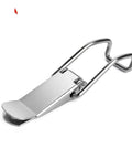 Heavy Duty Sliding Door And Window Latch Kit Includes Five Premium Spring Loaded J108B Hasp Catches Made From Mild Steel For Secure Cabinet Box Hardware Installation That Keeps Everything Locked Tight And Ready To Go. Silver mild steel spring-loaded hasp latch, single view