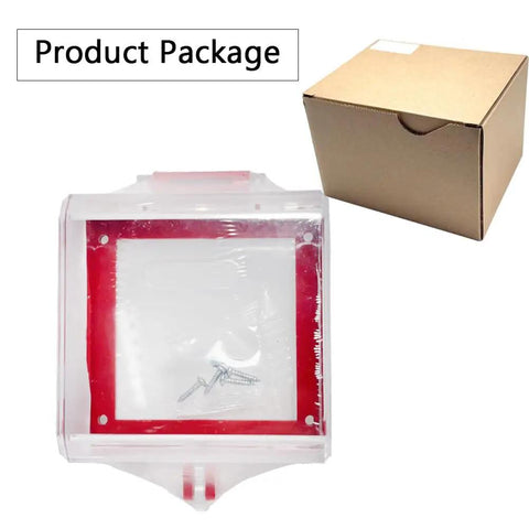 Big Transparent Emergency Stop Button Cover With Removable Base Box Type Push Switch Protector in package with screws