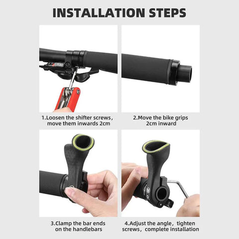 Ergonomic No Slip Bike Handlebar Ends for MTB and Road Cyclocross Bikes Extender Bar Ends Installation Steps