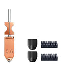 Beefed-Up AD5X All-Metal Hotend Kit With 0.6mm Hardened Steel Nozzle, silicone sleeves, and tools for high-volume 3D printing.
