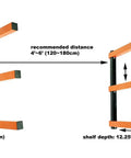Orange Lumber Storage Rack, 3-Level System, Holds 110 Lbs Per Level, Adjustable Width 48 To 72 Inches diagram