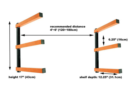 Orange Lumber Storage Rack, 3-Level System, Holds 110 Lbs Per Level, Adjustable Width 48 To 72 Inches diagram