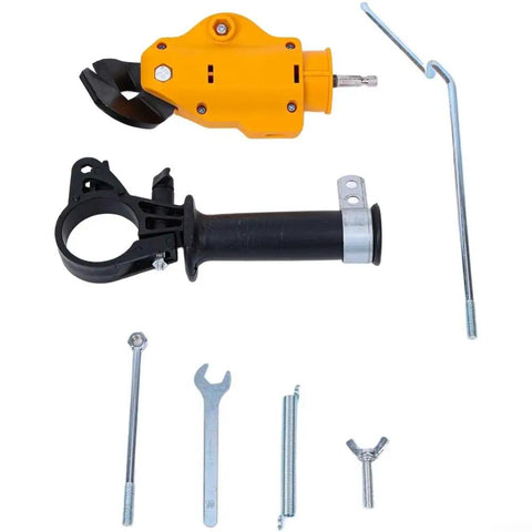 Industrial Precision Drill Nibbler Attachment For ION Lithium Power Tools with blade, adapter handle, and accessories for metal cutting.