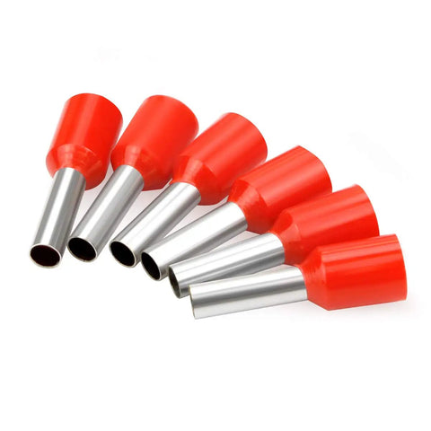 1000 Count Wire Ferrule Set Insulated Copper Crimp Connectors 16 AWG 1.5mm2 Red Terminals Tin Plated RoHS Compliant