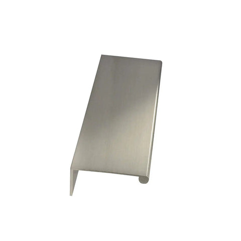 6 Inch Back Mount Finger Edge Pull Handle In Brushed Nickel, Lightweight Aluminum, side view showing brushed finish
