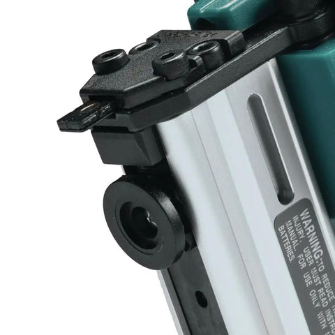 Close-up of the 18V LXT Crown Stapler with Easy Depth Control Knob See Through Magazine Window lightweight spring-loaded drive
