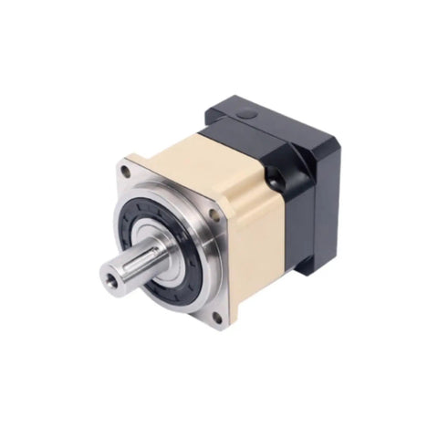 AB220 Helical Gear Precision Planetary Speed Reducer Fits Stepper Servo Motors, showing compact design and steel output shaft.