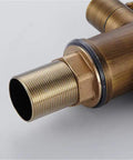 Close-up of the brass threading on the 360-Degree Rotating Antique Bronze Kitchen Faucet Water Purifier 3-Way Dual Filter Tap.