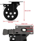 Heavy Duty 4 Inch Cast Iron Swivel Plate Caster with Dual Locking Brakes for Tables and Carts, 2000 Lb Total Capacity