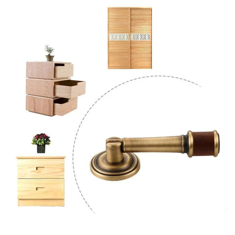 Vintage Door Handle For Cabinets And Drawers, Glossy Top Notch Pull Bar Knob Hardware, brass and walnut finish