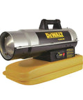 Rock Solid 50K Btu Forced Air Kerosene Heater For Job Sites And Workshops Portable Industrial Diesel Warmer With Recessed Controls and two-piece barrel.